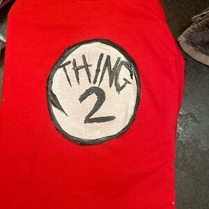 Red Hand painted “Thing 2” Long Sleeve T-Shirt